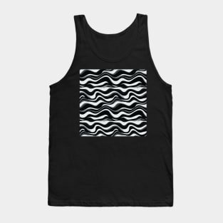 Monochrome Waves: Modern Abstract Ebb and Flow Tank Top